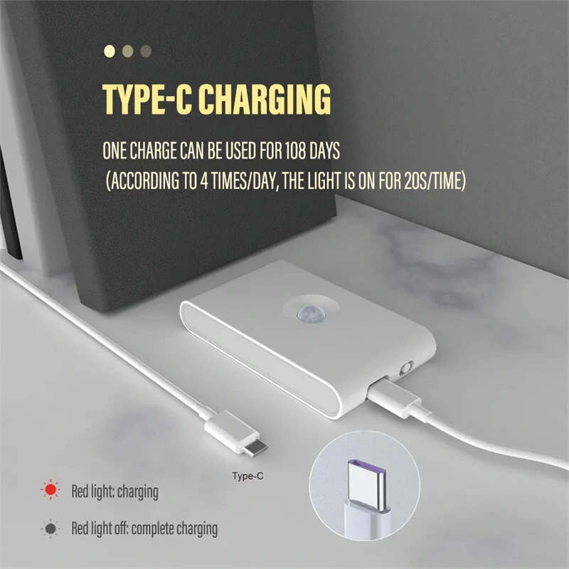 LED Induction Night Light Wireless USB Charging Human Body Induction Wall Light Bedroom Corridor Cabinet Bathroom Night Light — view 8