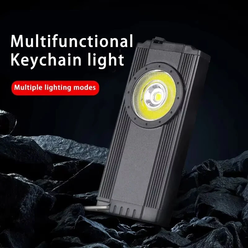 LED Keychain Light Mini COB Flashlight Rechargeable with Magnetic Tail Lantern Camping Portable Emergency Torch — view 6