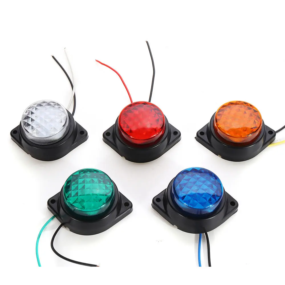 LED Light Clearance Front Rear Side Marker Indicator Lamp Round Outer Display Width Light — view 3