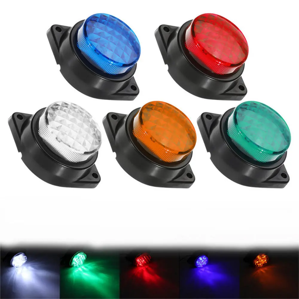 LED Light Clearance Front Rear Side Marker Indicator Lamp Round Outer Display Width Light — view 5