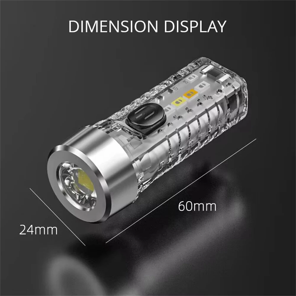 LED Mini Keychain Flashlight Portable Keyring Pocket Torches Type-C USB Charging for Outdoor Camping Hiking Emergency Lighting — view 10