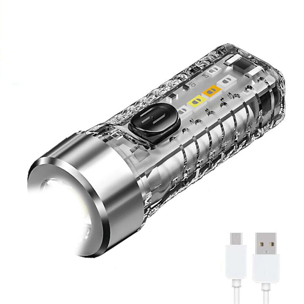 LED Mini Keychain Flashlight Portable Keyring Pocket Torches Type-C USB Charging for Outdoor Camping Hiking Emergency Lighting — view 11
