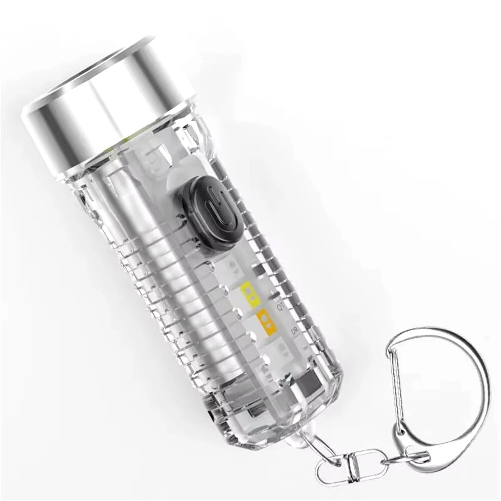 LED Mini Keychain Flashlight Portable Keyring Pocket Torches Type-C USB Charging for Outdoor Camping Hiking Emergency Lighting — view 2