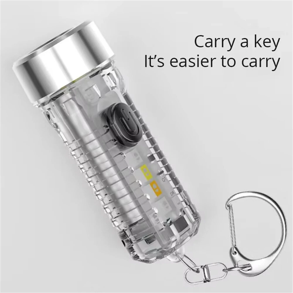 LED Mini Keychain Flashlight Portable Keyring Pocket Torches Type-C USB Charging for Outdoor Camping Hiking Emergency Lighting — view 4