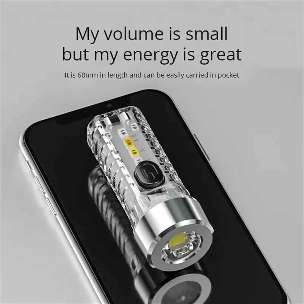 LED Mini Keychain Flashlight Portable Keyring Pocket Torches Type-C USB Charging for Outdoor Camping Hiking Emergency Lighting — view 5