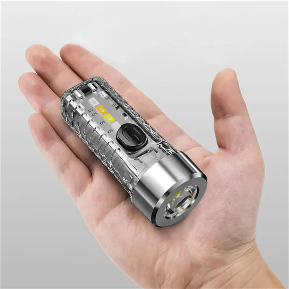 LED Mini Keychain Flashlight Portable Keyring Pocket Torches Type-C USB Charging for Outdoor Camping Hiking Emergency Lighting — view 7