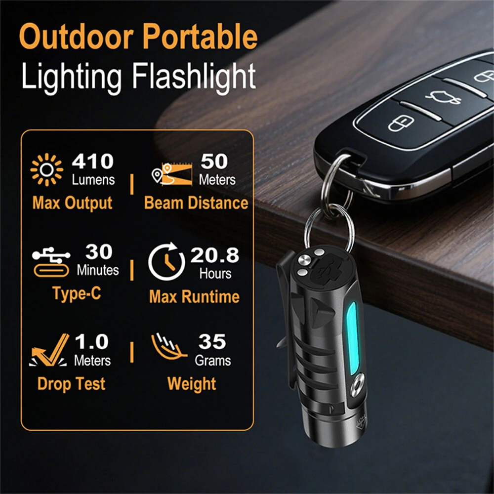 LED Mini Waterproof USB-C Rechargeable Flashlight with Clip & Magnetic Metal Conveniently Flashlight Suitable for Hiking Camping — view 4