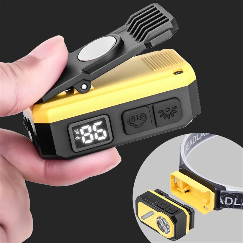 LED Multi-Source Sensor Headlamp, Portable Running Light With Cap Clip Magnet, Rgb Ambient Light, Digital Display Headlamp For Fishing Camping Hiking,Running — view 5