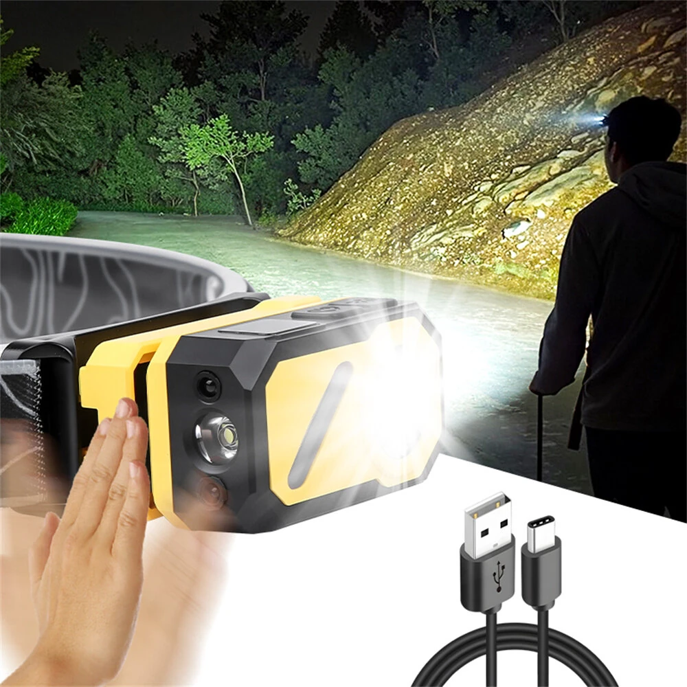 LED Multi-Source Sensor Headlamp, Portable Running Light With Cap Clip Magnet, Rgb Ambient Light, Digital Display Headlamp For Fishing Camping Hiking,Running — view 7