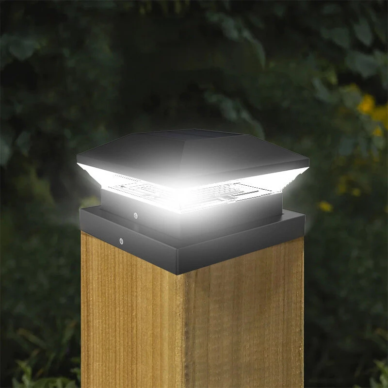 LED Solar Post Light 3000K+6000K Outdoor Transparent Garden Fence Villa Gate Post Lamp Courtyard Wall Lace Column Lamp  IP65 Waterproof — view 3