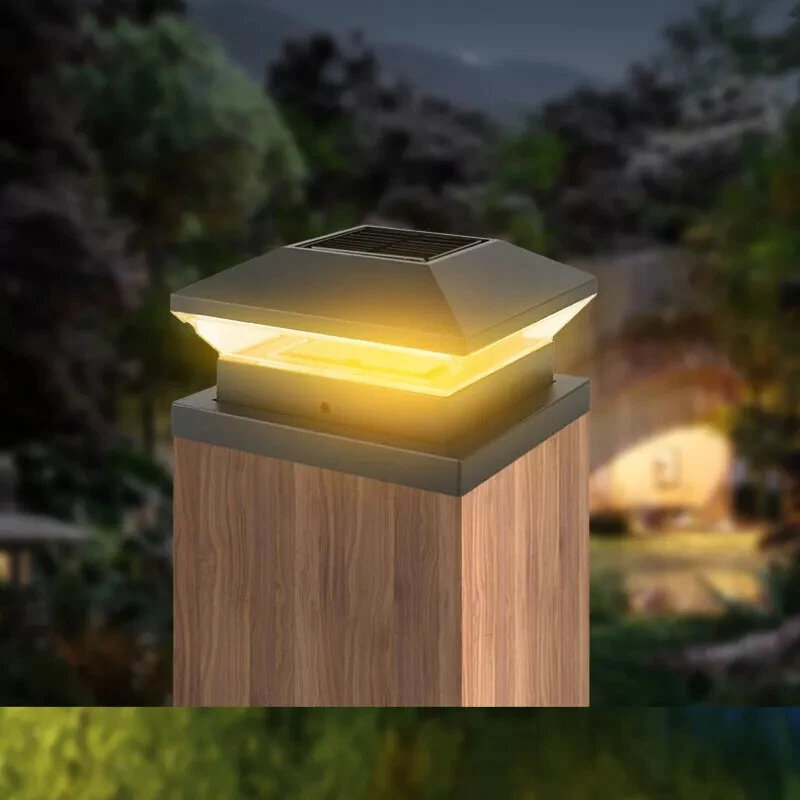 LED Solar Post Light 3000K+6000K Outdoor Transparent Garden Fence Villa Gate Post Lamp Courtyard Wall Lace Column Lamp  IP65 Waterproof — view 4