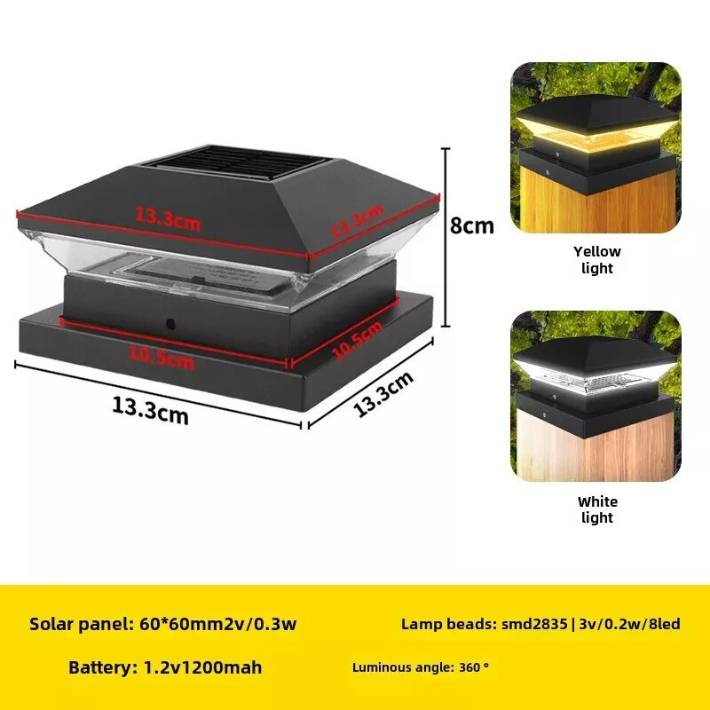 LED Solar Post Light 3000K+6000K Outdoor Transparent Garden Fence Villa Gate Post Lamp Courtyard Wall Lace Column Lamp  IP65 Waterproof — view 9