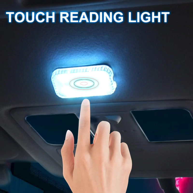 LED Touch Light Mini Wireless Car Interior Lighting Auto Roof Ceiling Reading Lamp for Door Foot Trunk Storage Box USB Charging — view 4