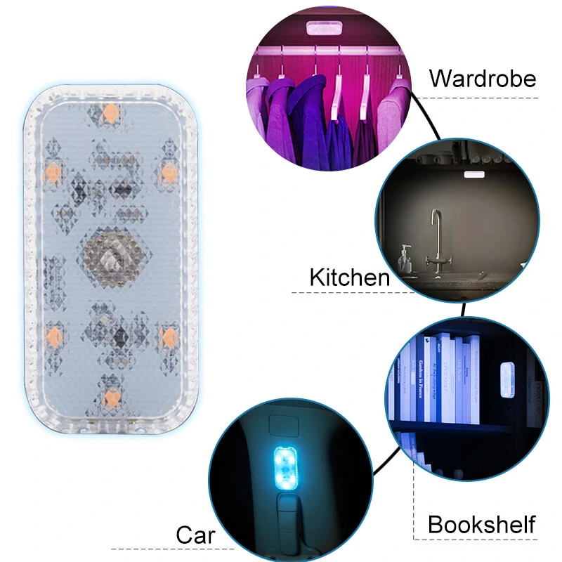 LED Touch Light Mini Wireless Car Interior Lighting Auto Roof Ceiling Reading Lamp for Door Foot Trunk Storage Box USB Charging — view 9