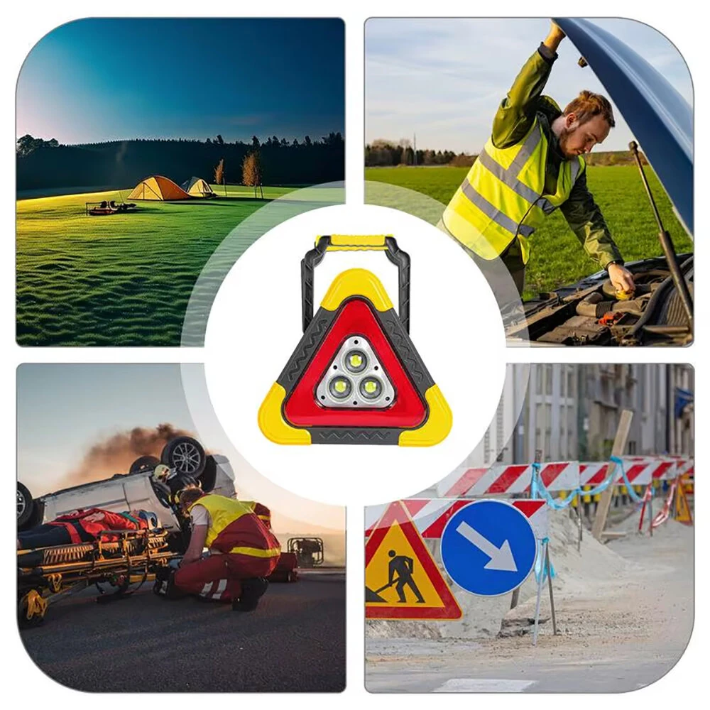 LED Triangle Warning Sign Night Light Warning Lamp Work Light Solar Powered Triangle Warning Sign Lamp With 4  Light Modes — view 10