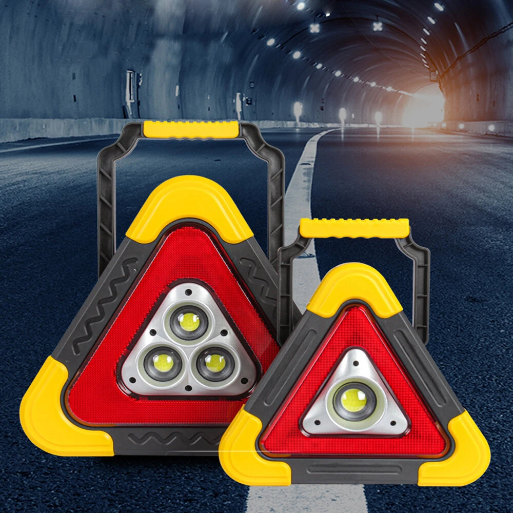 LED Triangle Warning Sign Night Light Warning Lamp Work Light Solar Powered Triangle Warning Sign Lamp With 4  Light Modes — view 3