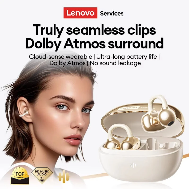 Lenovo RS103 TWS Earclips Headset Wireless bluetooth 6.0 Earphone Dual Magnetic High-amplitude Diaphragms 360° Spatial Sound 24H Playback Flexible Design Low Game Delay Touch Control E-sports Sports Headphones — view 2