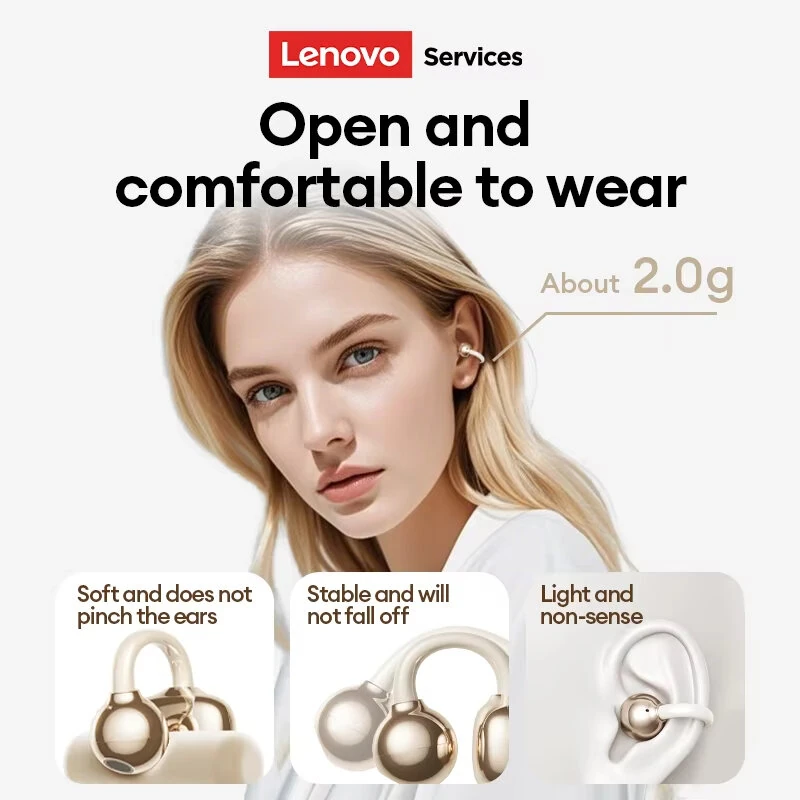Lenovo RS103 TWS Earclips Headset Wireless bluetooth 6.0 Earphone Dual Magnetic High-amplitude Diaphragms 360° Spatial Sound 24H Playback Flexible Design Low Game Delay Touch Control E-sports Sports Headphones — view 3