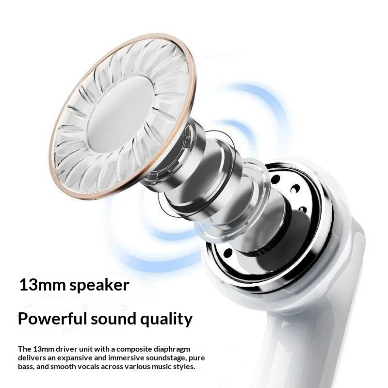 Lenovo TA100-X1 TWS Earbuds Wireless bluetooth 5.4 Earphone 13mm Large Drivers HD Calls Low Delay Smart Touch Control Semi-in-ear Sports Headphones — view 3