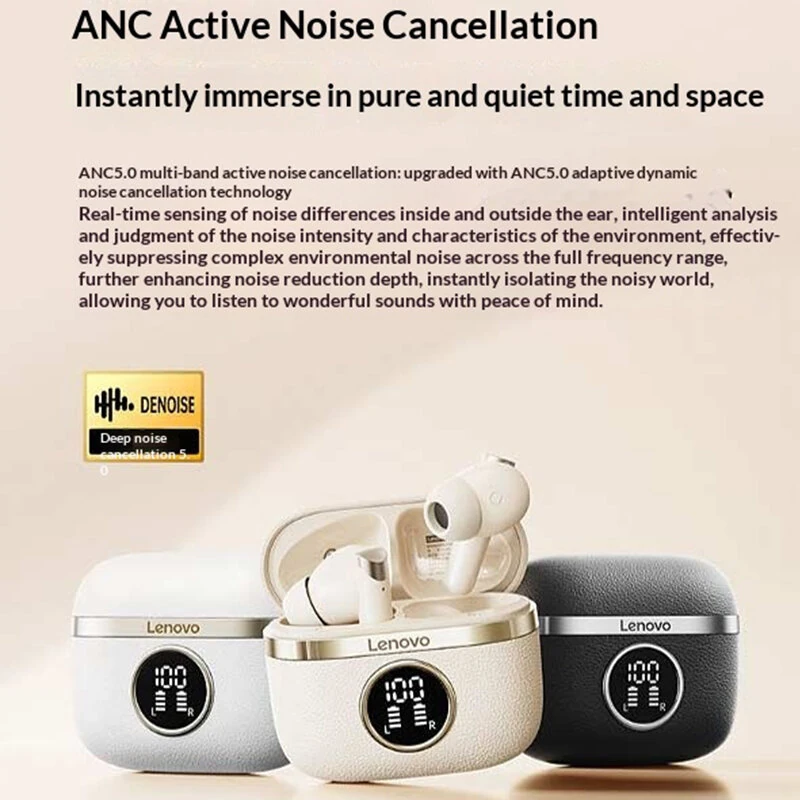 LENOVO TA240 Earbuds Wireless bluetooth 5.4 Earphone 10mm Composite Diaphragm 360° Stereo Surround Sound LED Digital Display Low Delay In-ear Sports Headphones — view 2