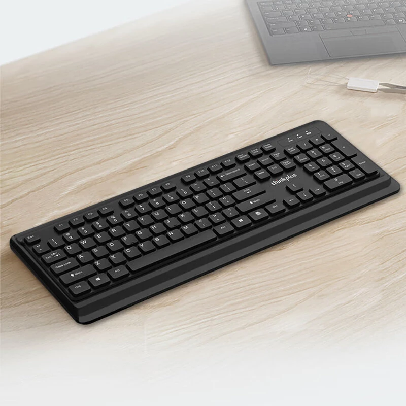 LENOVO ThinkPlus KM210 Pro 2.4GHz Wireless Keyboard and Mouse Set 104-keys Keyboard 800-1600DPI Mouse Ergonomics Design Splashproof Wireless Combo for PC Laptop Computer — view 4