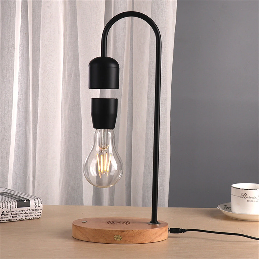 Levitating LED Light Art Piece Wireless Charging 6 Inch 2-5W Energy Efficient Black/Silver Night Light for Bedside & Study — view 3