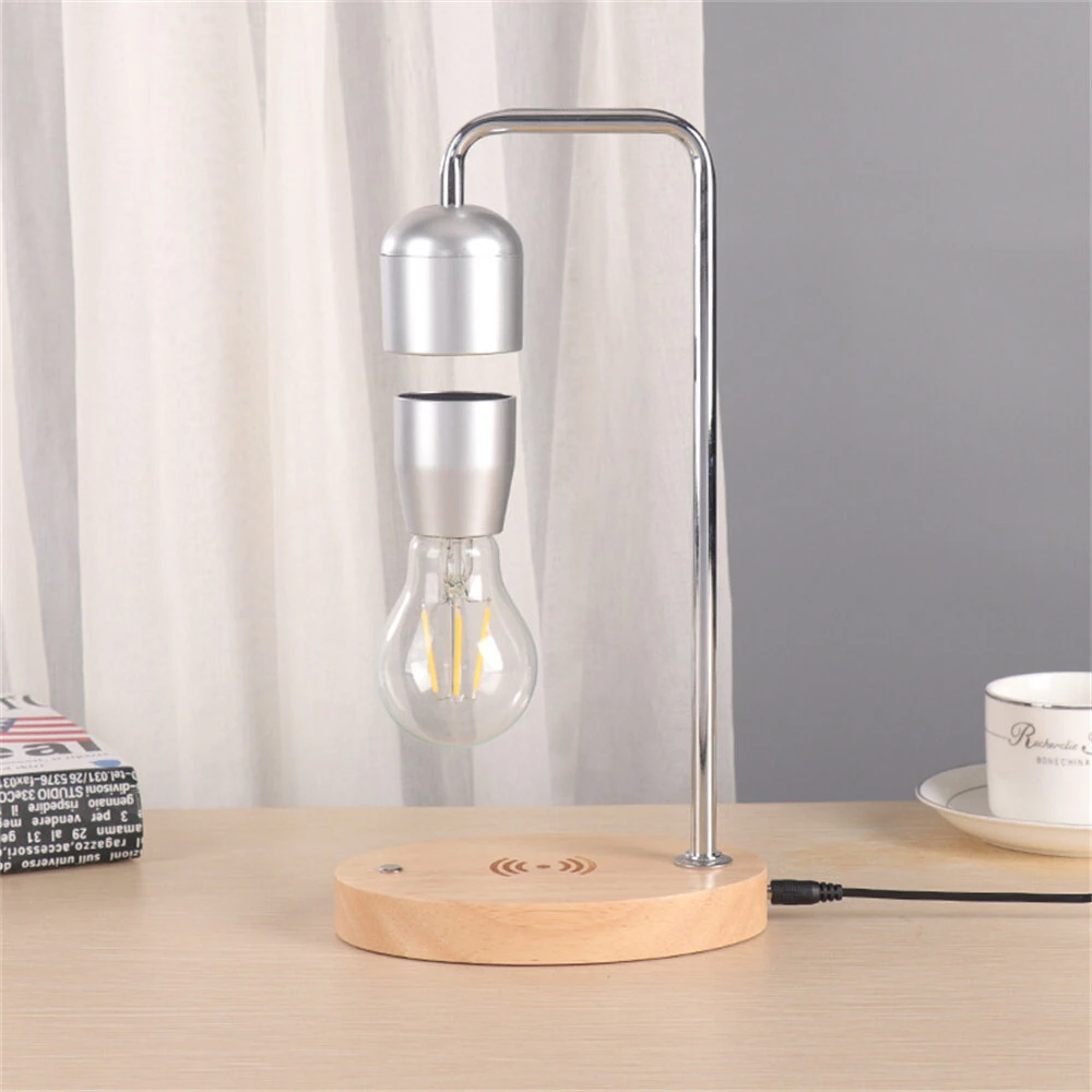 Levitating LED Light Art Piece Wireless Charging 6 Inch 2-5W Energy Efficient Black/Silver Night Light for Bedside & Study — view 4