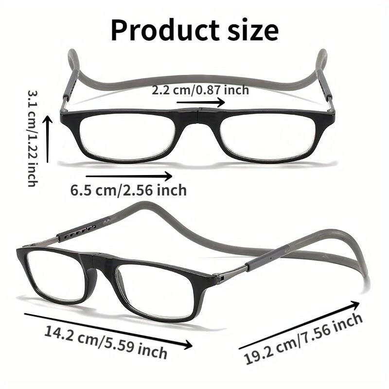 Lightweight Portable Soft Tape Hanging Neck Magnetic Reading Glasses Comfortable HD Anti-blue Light Presbyopia Glasses — view 2