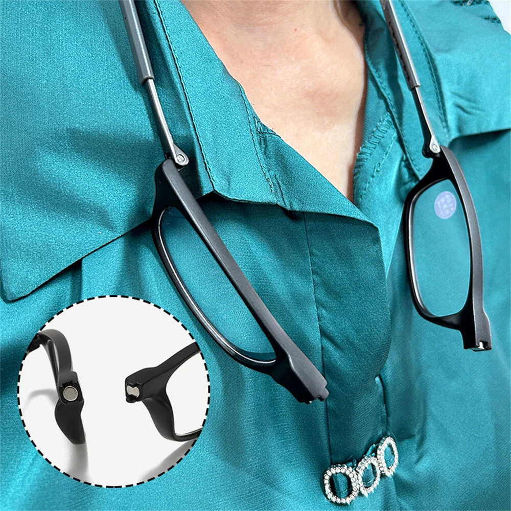 Lightweight Portable Soft Tape Hanging Neck Magnetic Reading Glasses Comfortable HD Anti-blue Light Presbyopia Glasses — view 3