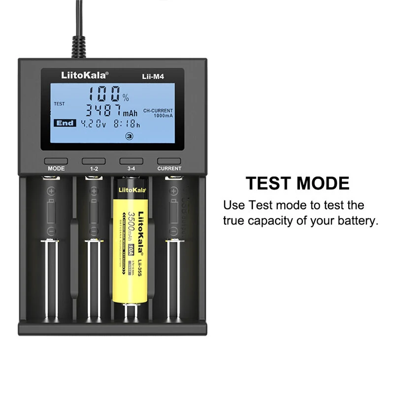LiitoKala Lii-M4  4slot 5V 2A 18650 Charger LCD Display Universal Smart Charger Test Capacity 26650 18650 21700 AA AAA Battery Charger — view 5
