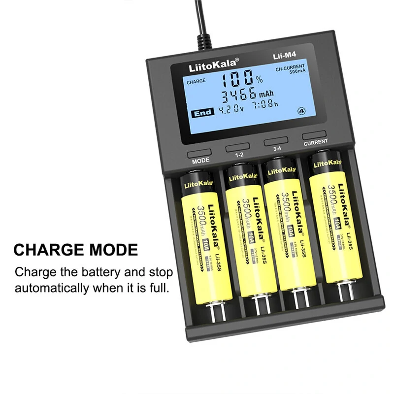 LiitoKala Lii-M4  4slot 5V 2A 18650 Charger LCD Display Universal Smart Charger Test Capacity 26650 18650 21700 AA AAA Battery Charger — view 7