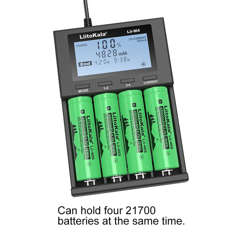 LiitoKala Lii-M4  4slot 5V 2A 18650 Charger LCD Display Universal Smart Charger Test Capacity 26650 18650 21700 AA AAA Battery Charger — view 8
