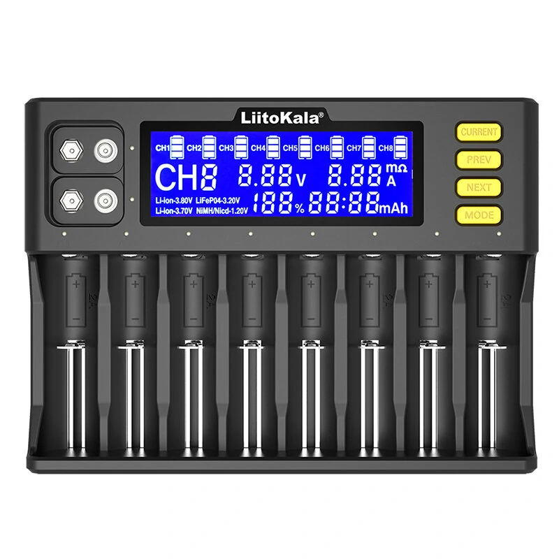 LiitoKala LII-S8 8 Slots LCD Display Battery Charger for Li-ion(IMR/ICR) LiFePO4 Ni-MH/Cd AA AAA C 18650 21700 26650 18350 14500 RCR123 Cells & 9V Batteries — Liitokala