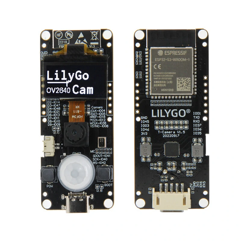 LILYGO® T-Camera-S3 ESP32-S3 2MP HD Camera FLASH 16MB ESP32-S3FN16R8 with 0.96 inch SSD1306 OLED Mic Support WiFi BT Development Board