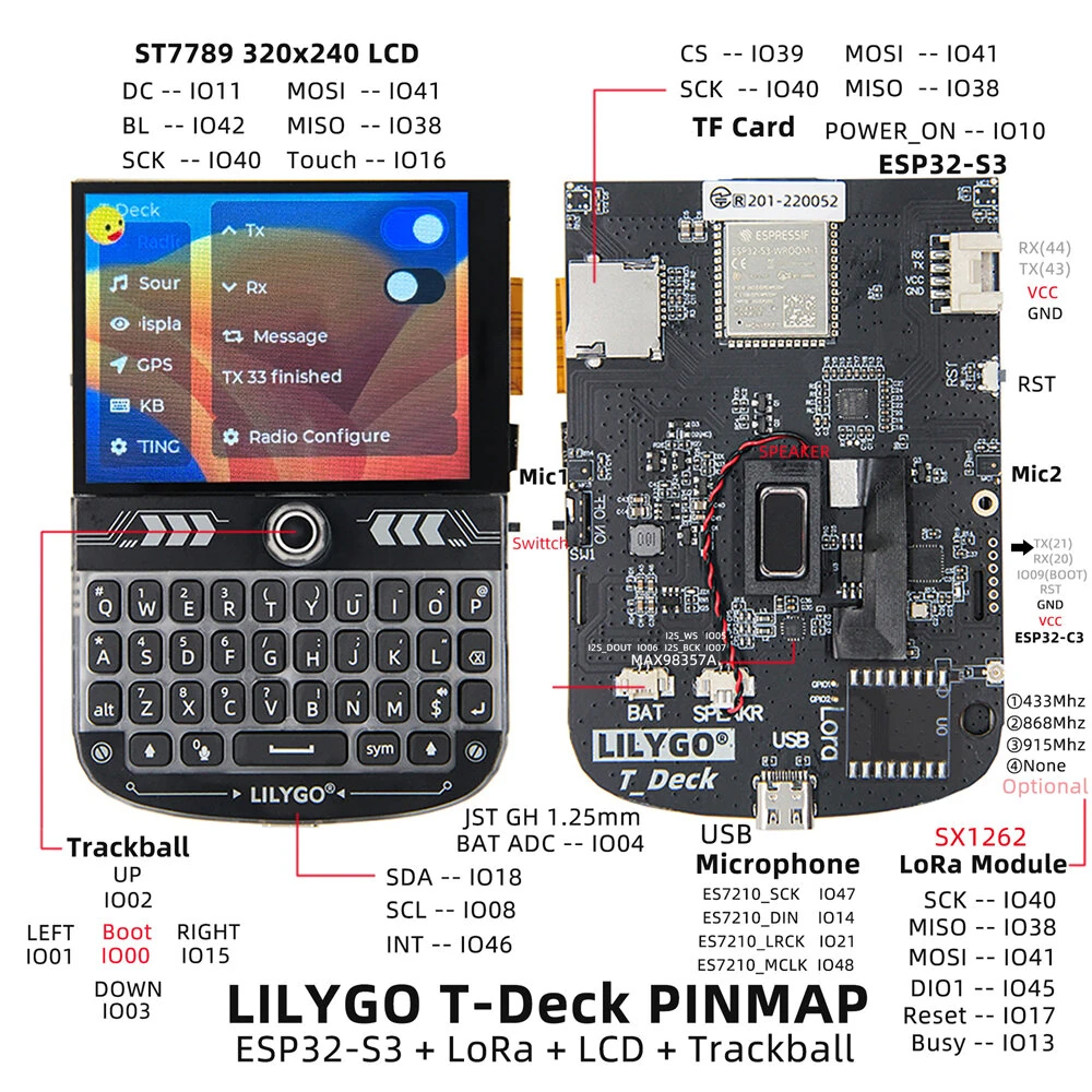 LILYGO T-Deck ESP32-S3 Dual Core IoT Development Board Touchscreen Wireless WiFi Bluetooth 5 LoRa Communication — view 4