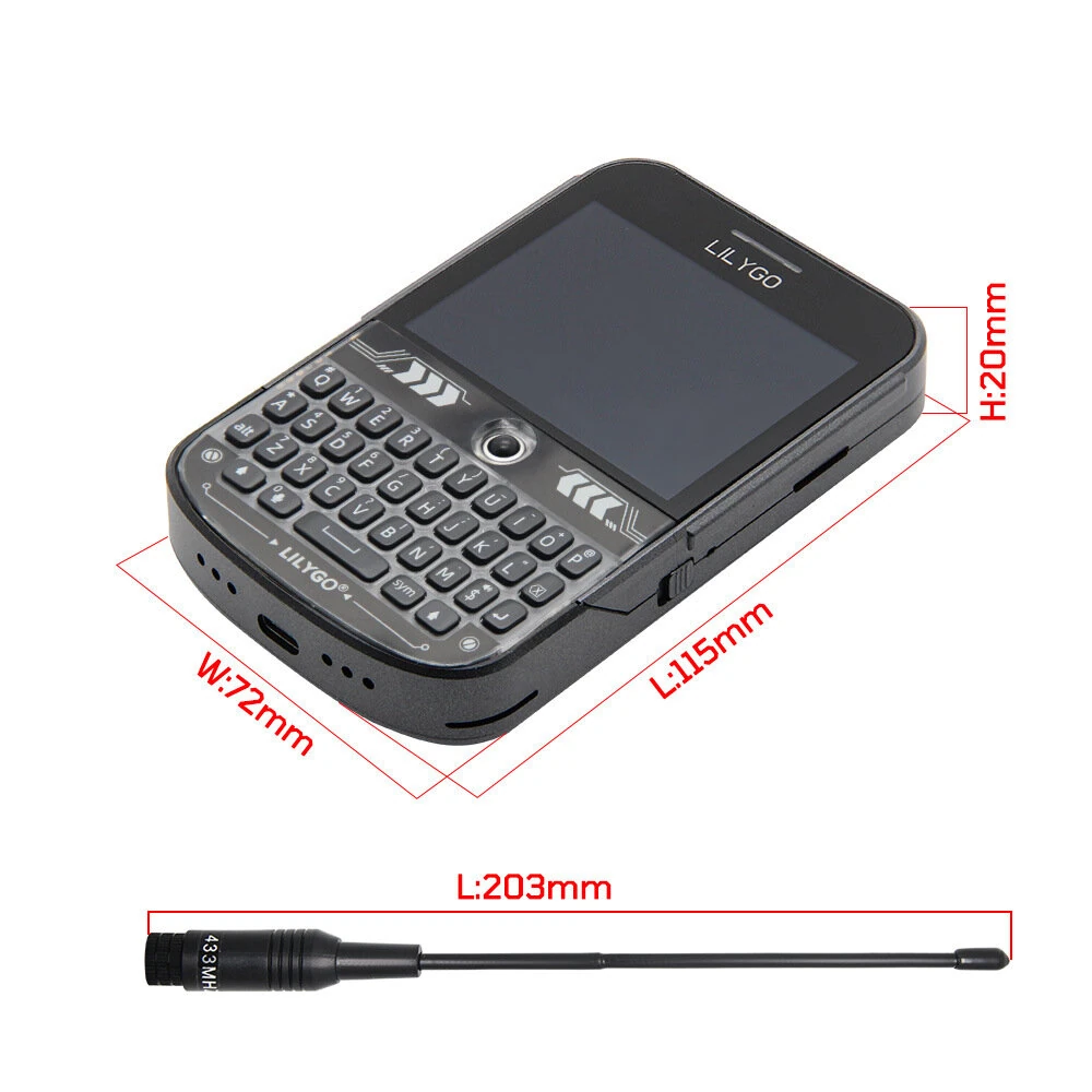 LILYGO® T-Deck Plus Black Keyboard 868MHz External Antenna ESP32-S3 GPS LoRaWAN+LCD Wireless Module — view 3
