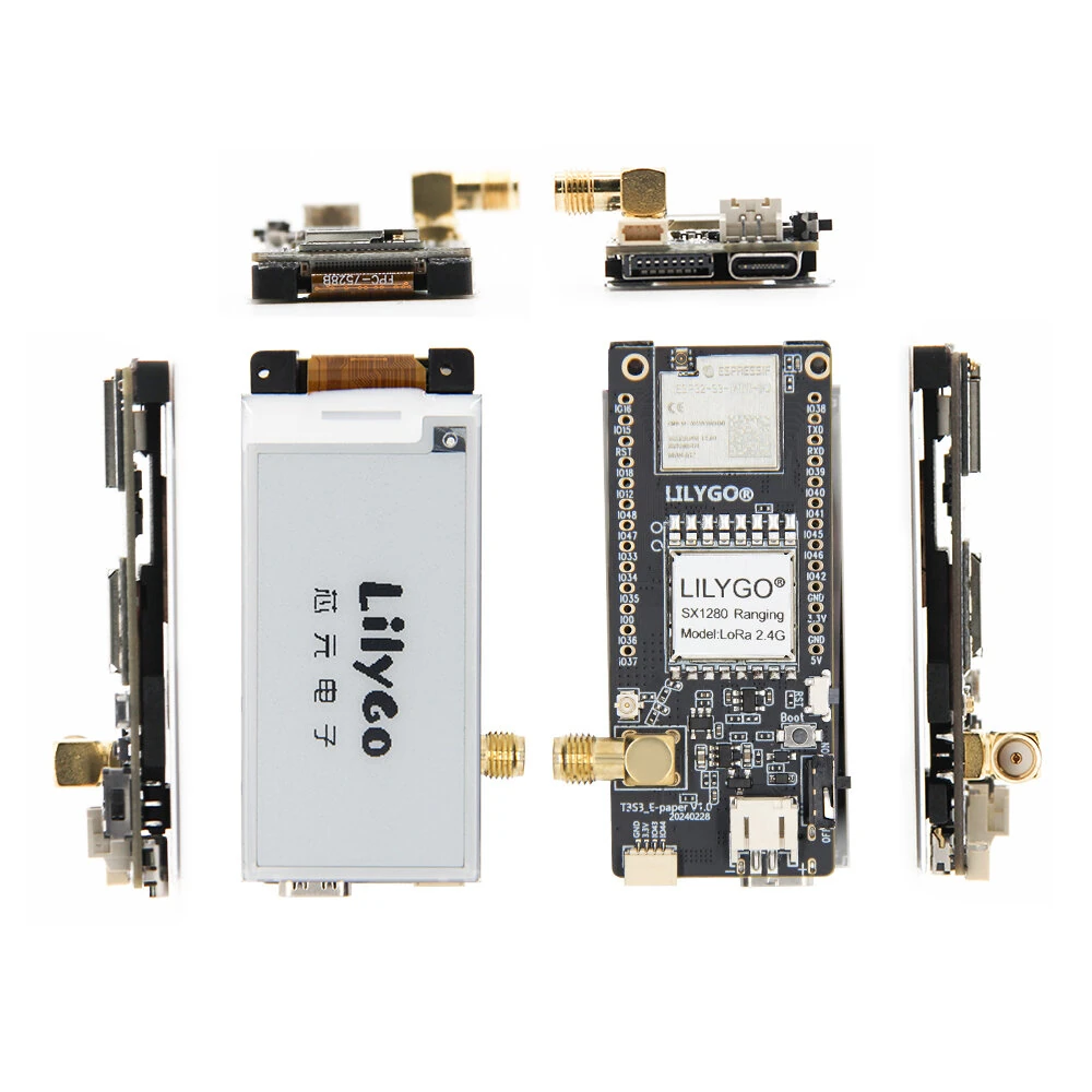 LILYGO® T3S3 E-Paper ESP32-S3 LoRa SX1262 SX1280 Wireless Module 2.13-inch Ink Screen Development Board — view 4