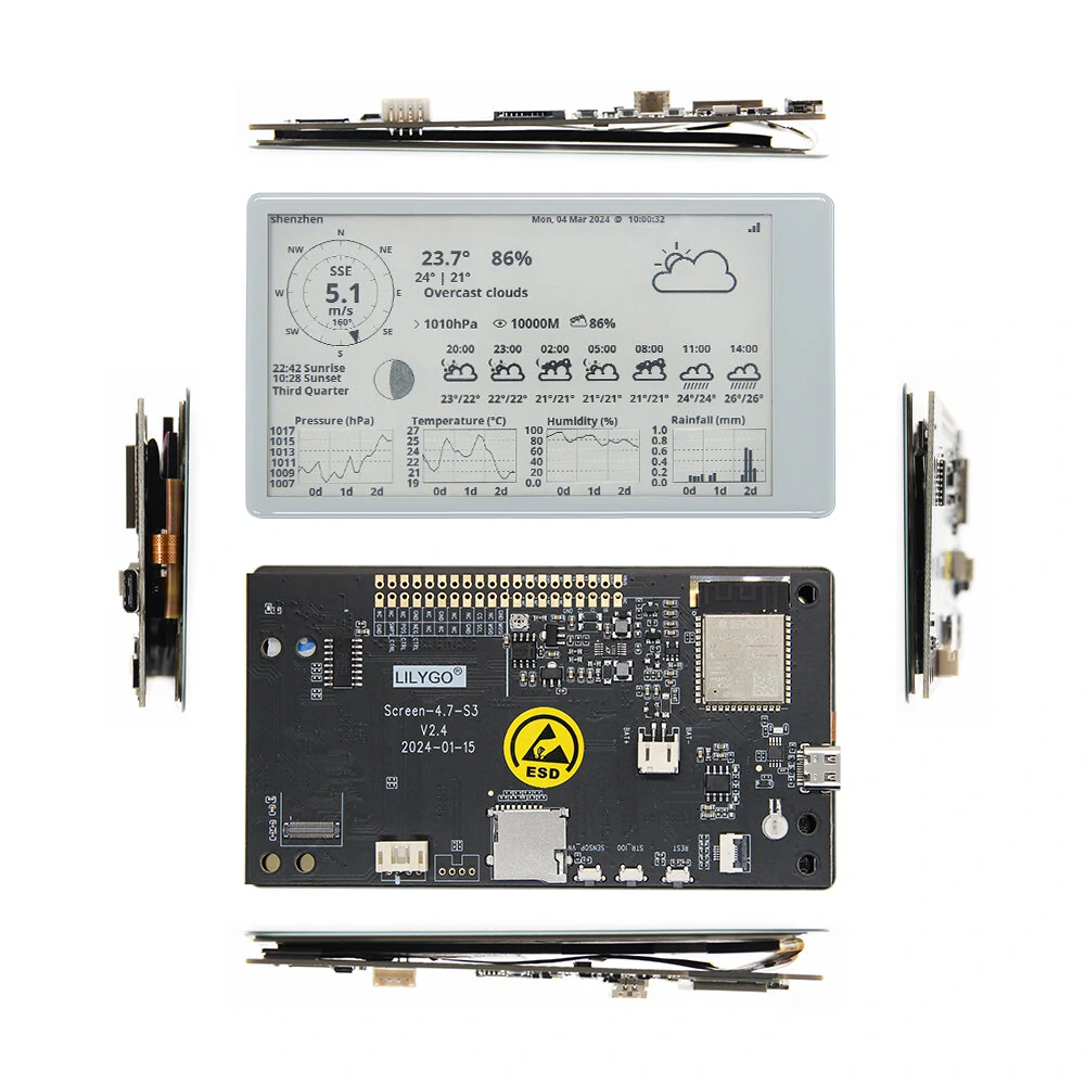 LILYGO® T5 4.7 Inch E-paper ESP32-S3 Touch Screen Display Development Module Driver Board Support forArduino Compatible Raspberry Pi — view 3