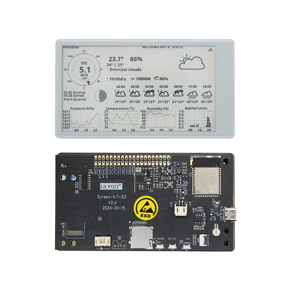LILYGO® T5 4.7 Inch E-paper ESP32-S3 Touch Screen Display Development Module Driver Board Support forArduino Compatible Raspberry Pi — view 7