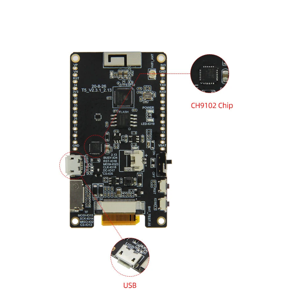 LILYGO® TTGO T5 WiFi Wireless Module bluetooth Base ESP-32 ESP32 2.13 e-Paper Display Development Board — view 5