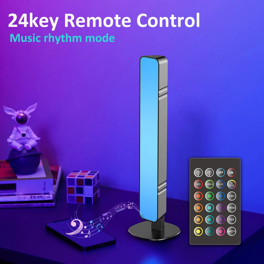 LIXINCORDA RGB Light Bar Rhythm Pickup Atmosphere Desktop Lamp Remote Control for Gaming Computer Room Bedroom — view 4