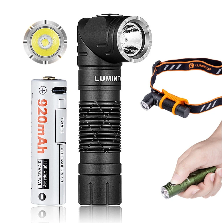 Lumintop L1 Rotating Flashlight 900 Lumen 126 Meters L Flashlight 90 Degree Change 14500 Flashlight with Magnetic Tail Camping Flashlight Torch — Lumintop