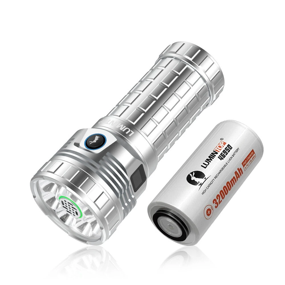 LUMINTOP Mach 4695 V2 26000LM Super Bright Strong Flashlight with 32000mAh 46950 Battery, Cooling Fan Type-C USB Charge and Discharge Design High Lumen Powerful LED Torch — Lumintop
