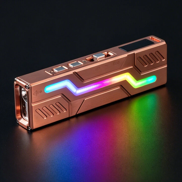 Lumintop Moonbox 3.0 Multi-Functional EDC Flashlight 1200LM White LED with Red Green Beam, 365nm UV RGB Side Light and Magnetic Design Copper Material USB-C Rechargeable Handheld Torch for Camping Outdoor Emergency — Lumintop
