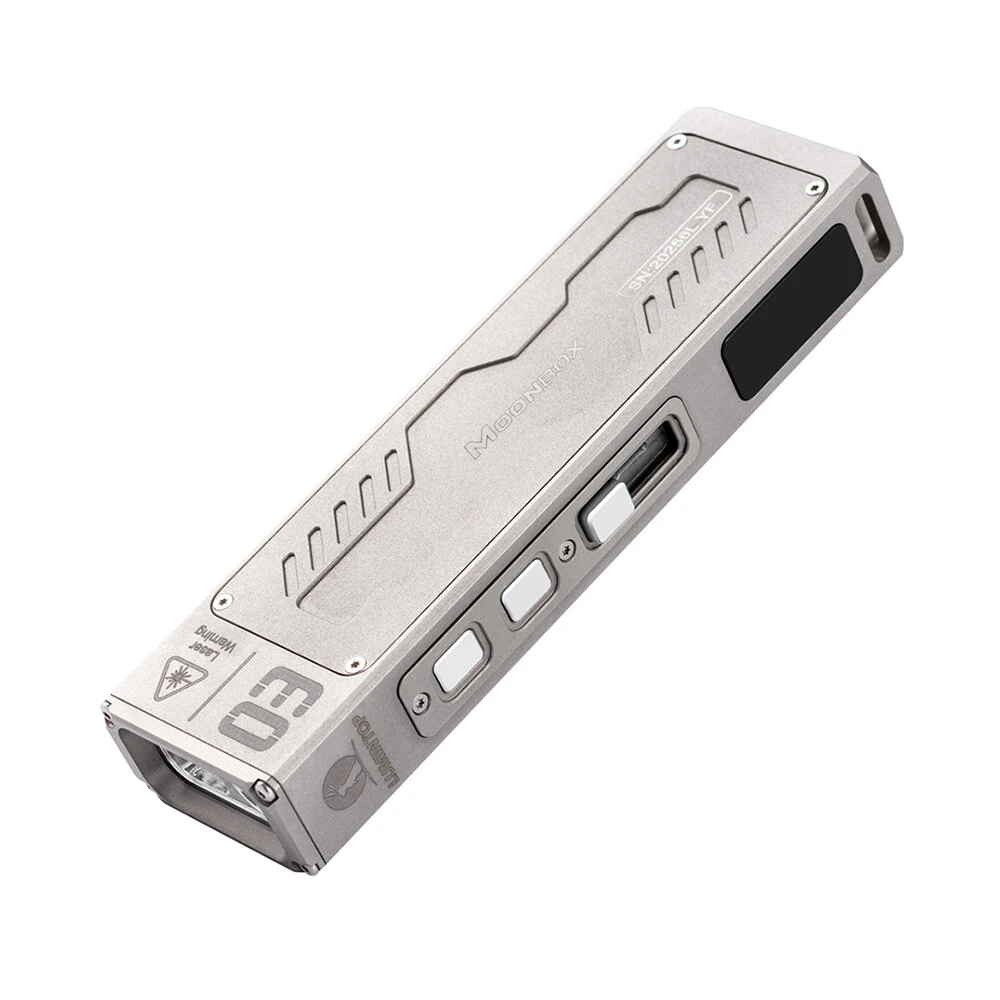 Lumintop MoonBox-3.0 Titanium Flashlight 1200 Lumen+UV Flashlight Smart LED Screen Mini RGB Atmosphere Light Rechargeable LED Torch Portable Waterproof for Camping Hiking