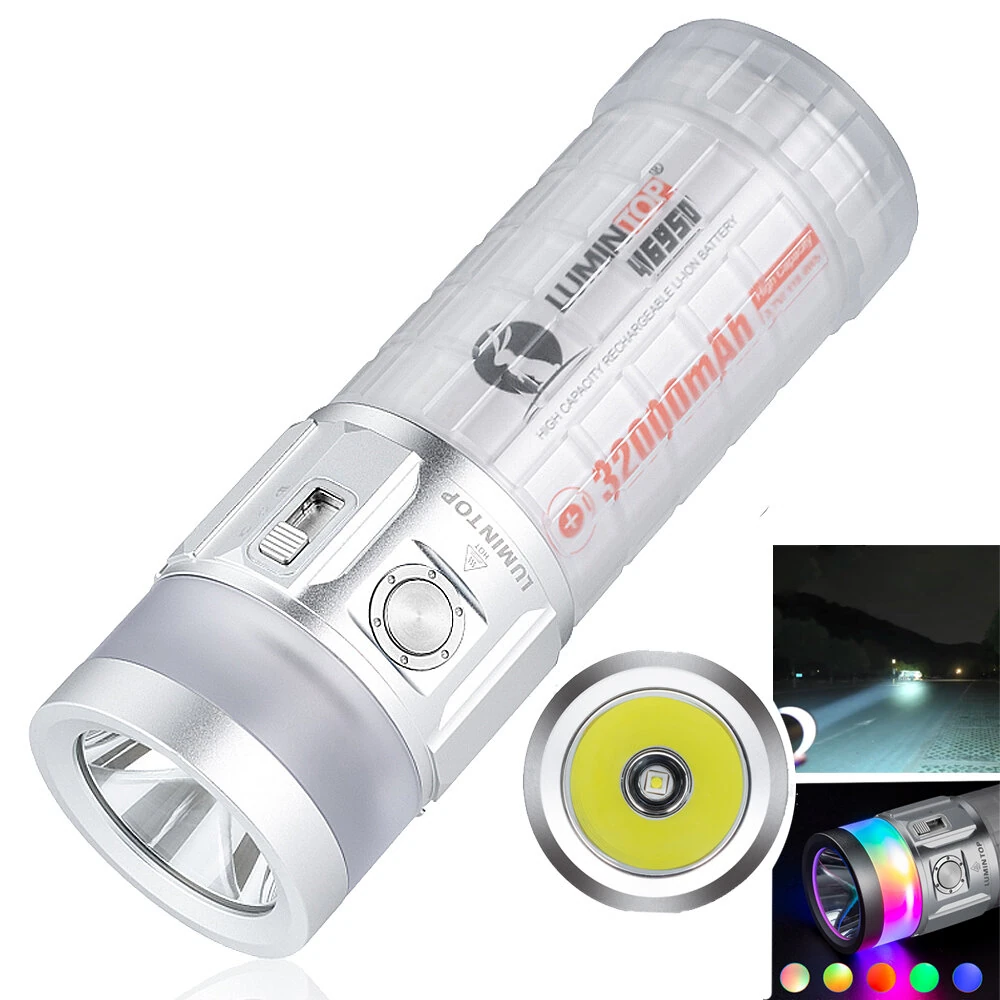 Lumintop Rainbow 2.0 LED+RGB Flashlight 3000LM 1000M 46950 32000mAh Battery USB-C Rechargeable Camping Flashlight — Lumintop