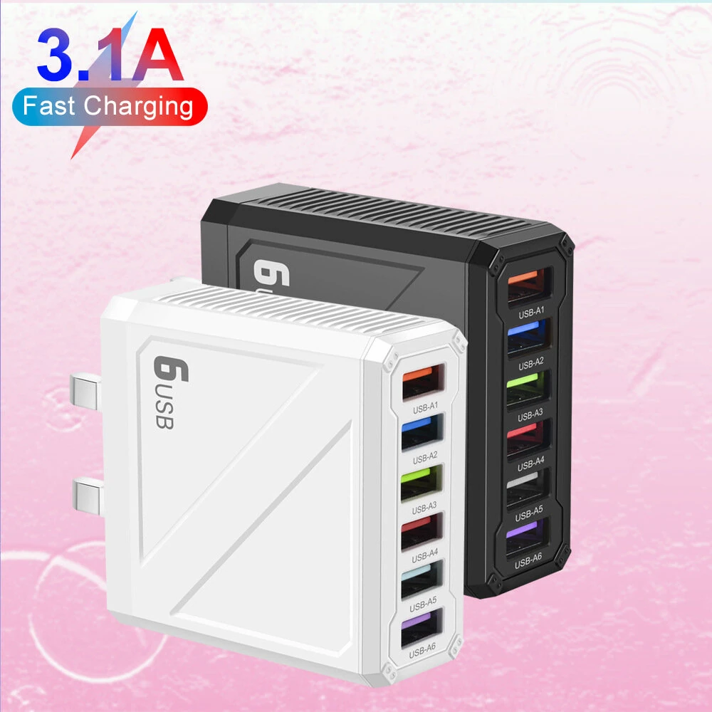 LYK-885 15W 3.1A 6-Port USB Charger 6USB-A Fast Charging Wall Charger Adapter EU Plug US Plug for iPhone 16 15 14 13 12 for Huawei Mate XT for Xiaomi 15pro for Samsung Galaxy Z Flip6 — view 3