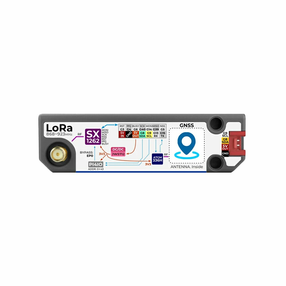 M5Stack Cap LoRa 1262 for Cardputer Adv LoRaWAN Module SX1262 GPS Antenna 868-923MHz High Precision GNSS Positioning IoT Communication — view 4