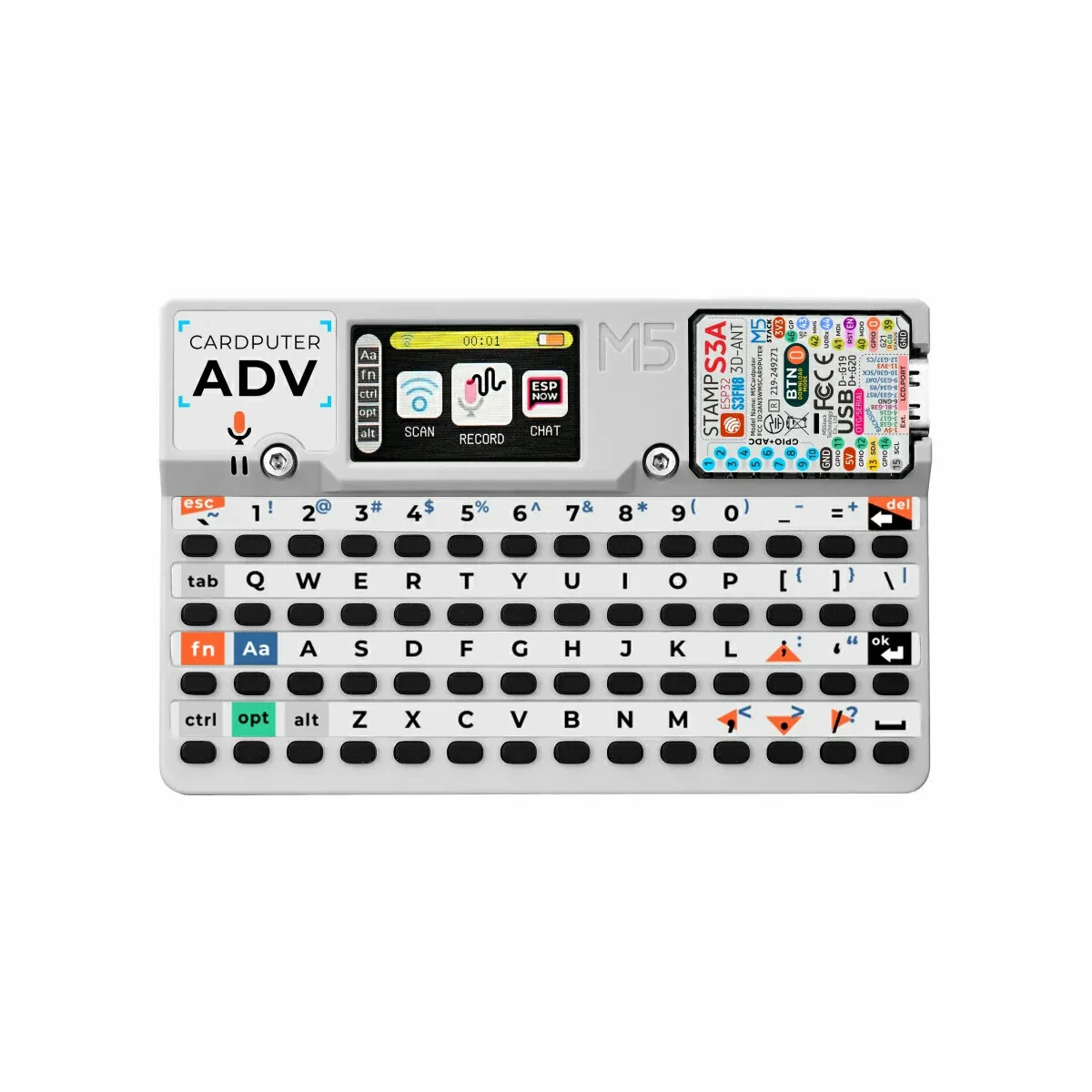 M5Stack Cardputer Adv ESP32-S3 Programmable Computer 56 Key Keyboard 1.14 Inch LCD Display Audio Codec 6 Axis Motion Sensor microSD Slot Magnetic Back — view 3