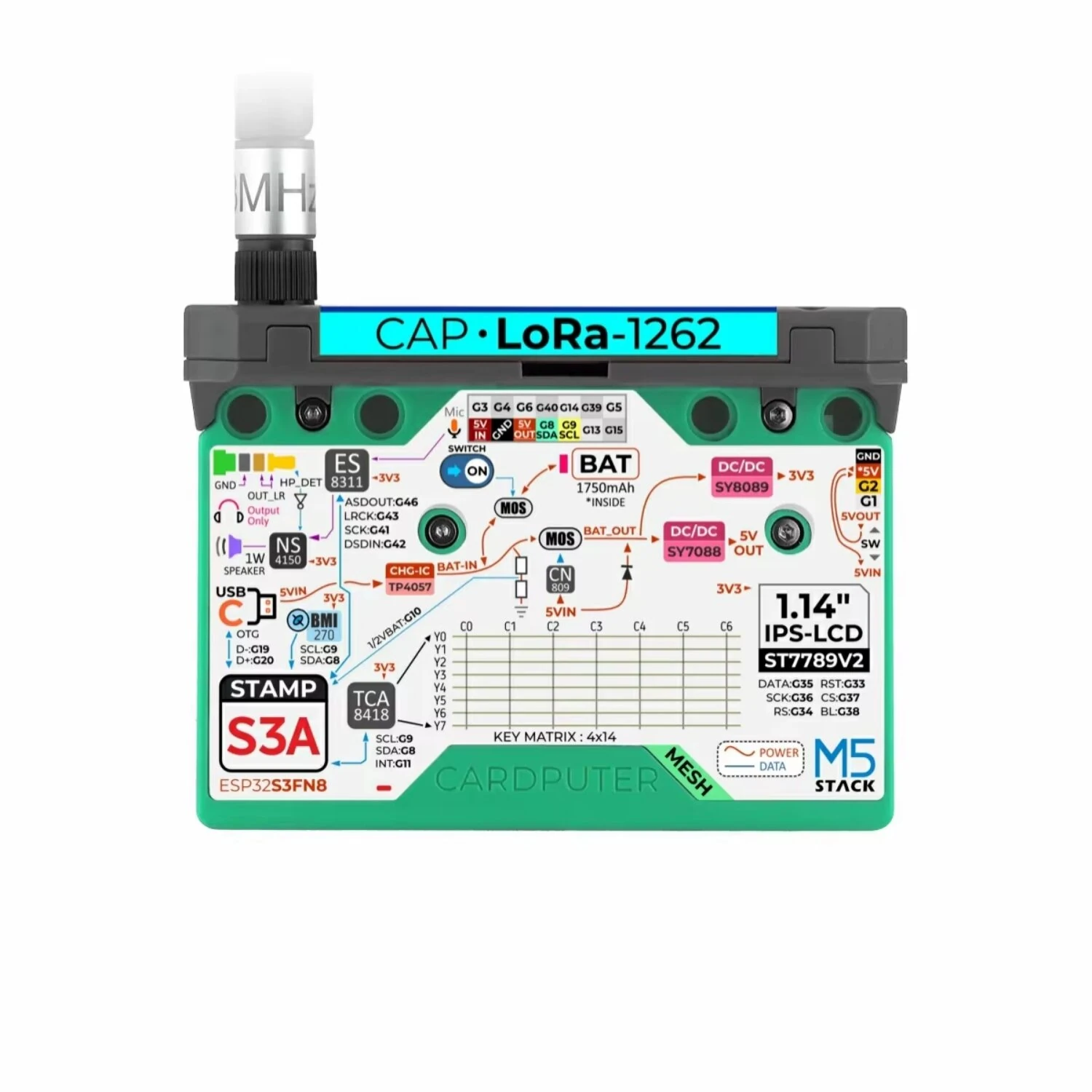 M5Stack Cardputer Mesh Kit for Meshtastic ESP32-S3 High Performance SX1262 LoRa 1.14 Inch IPS LCD GNSS GPS Audio I/O USB Development Module for Home Office — view 5
